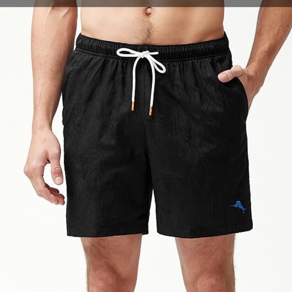 Tommy Bahama Black Mens Swim Shorts - Picture 1 of 8